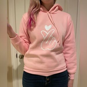 Finger Heart Pink Hoodie